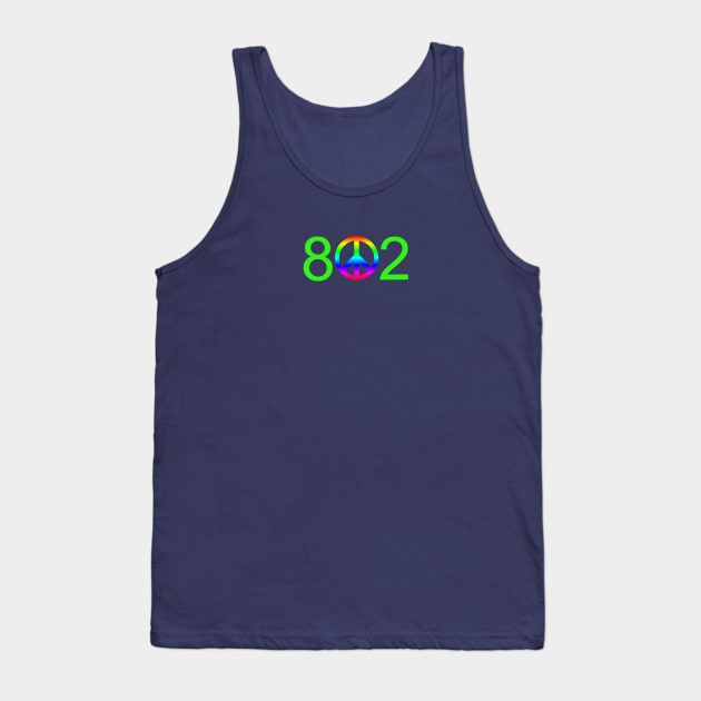 Vermont Rainbow Neon 802 Peace Sign Tank Top by alittlebluesky